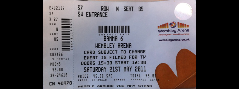 Robin French BAMMA Ticket Robin French BAMMA Ticket